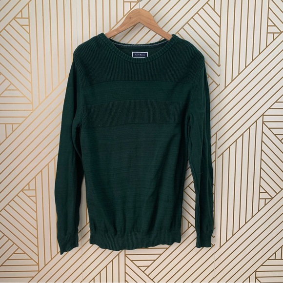 🍀 3/$30 Club Room Textured Cotton Crewneck Sweater Small Pine Grove Green ribbed - Picture 2 of 12